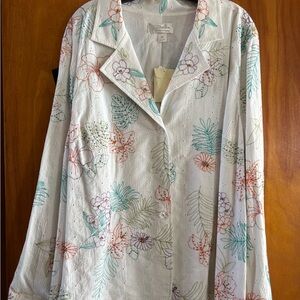 CJ Banks Floral Embroidered Eyelet Blazer Jacket —Size 3X